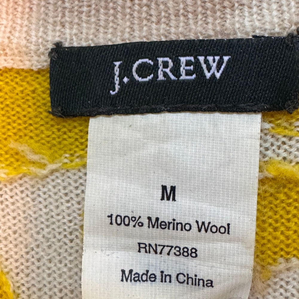 J.Crew Giraffe Print Merino Wool Cardigan Women's M Mustard Yellow Cream - Picture 6 of 11
